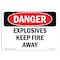 Signmission Safety Sign, OSHA Danger, 7" Height, 10" Width, Aluminum, Explosives Keep Fire Away, Landscape OS-DS-A-710-L-2337 - alternate 1